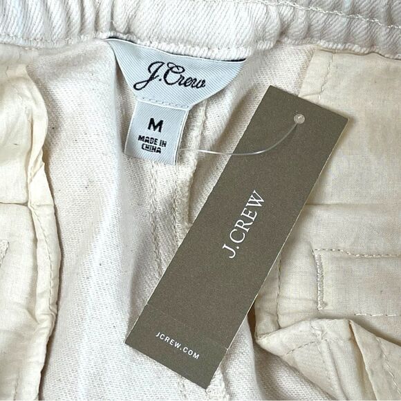 J. Crew Tie Waist Cream Denim Stripe High Rise  Camp Pant women’s Size Medium - Picture 5 of 12